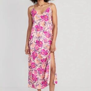 OLD NAVY Peach Floral Maxi Dress NWT